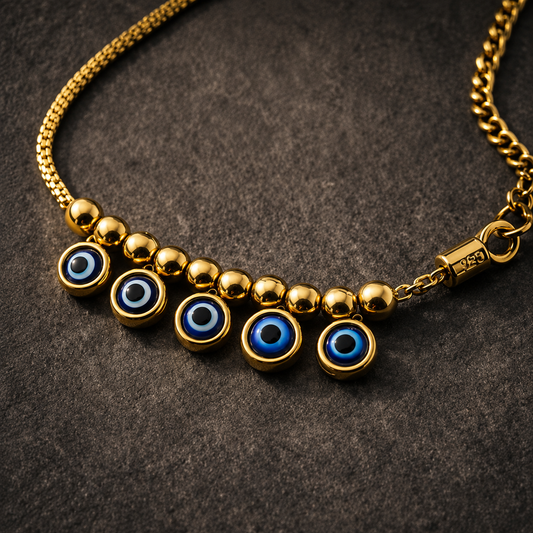Gold Plated Evil Eye Charm Anklet | Tarnish Resistant Foot Jewelry