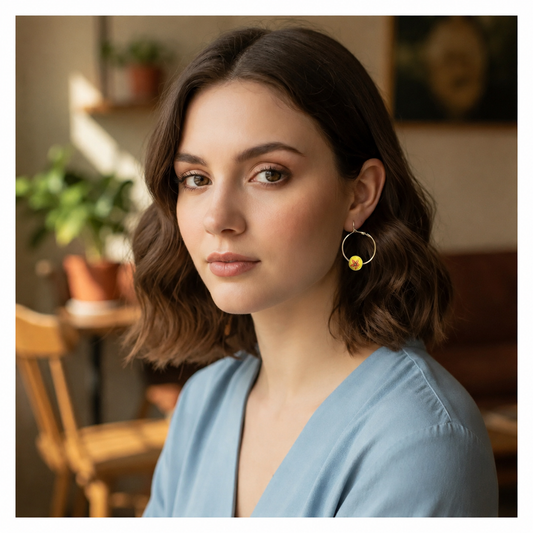 Yellow Starfish Charm Hoop Earrings | Beach & Haldi Jewelry