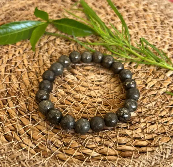 Genuine Pyrite Stone Stretch Bracelet | Confidence & Positive Energy