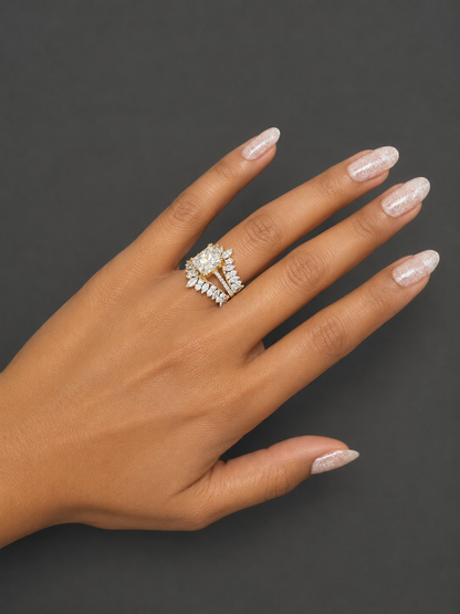 4-in-1 Convertible AD Statement Ring with Interchangeable Center Stones
