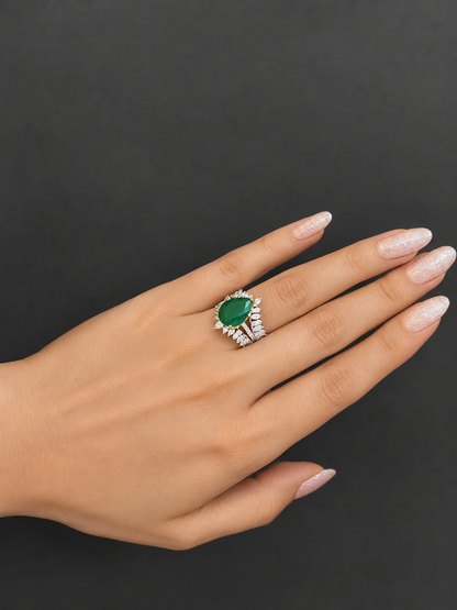 4-in-1 Convertible AD Statement Ring with Interchangeable Center Stones