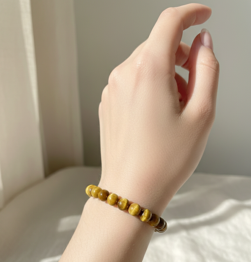 Natural Chrysoberyl Cats Eye Bracelet | 8Mm Protection And Luck Crystal Beaded Jewelry