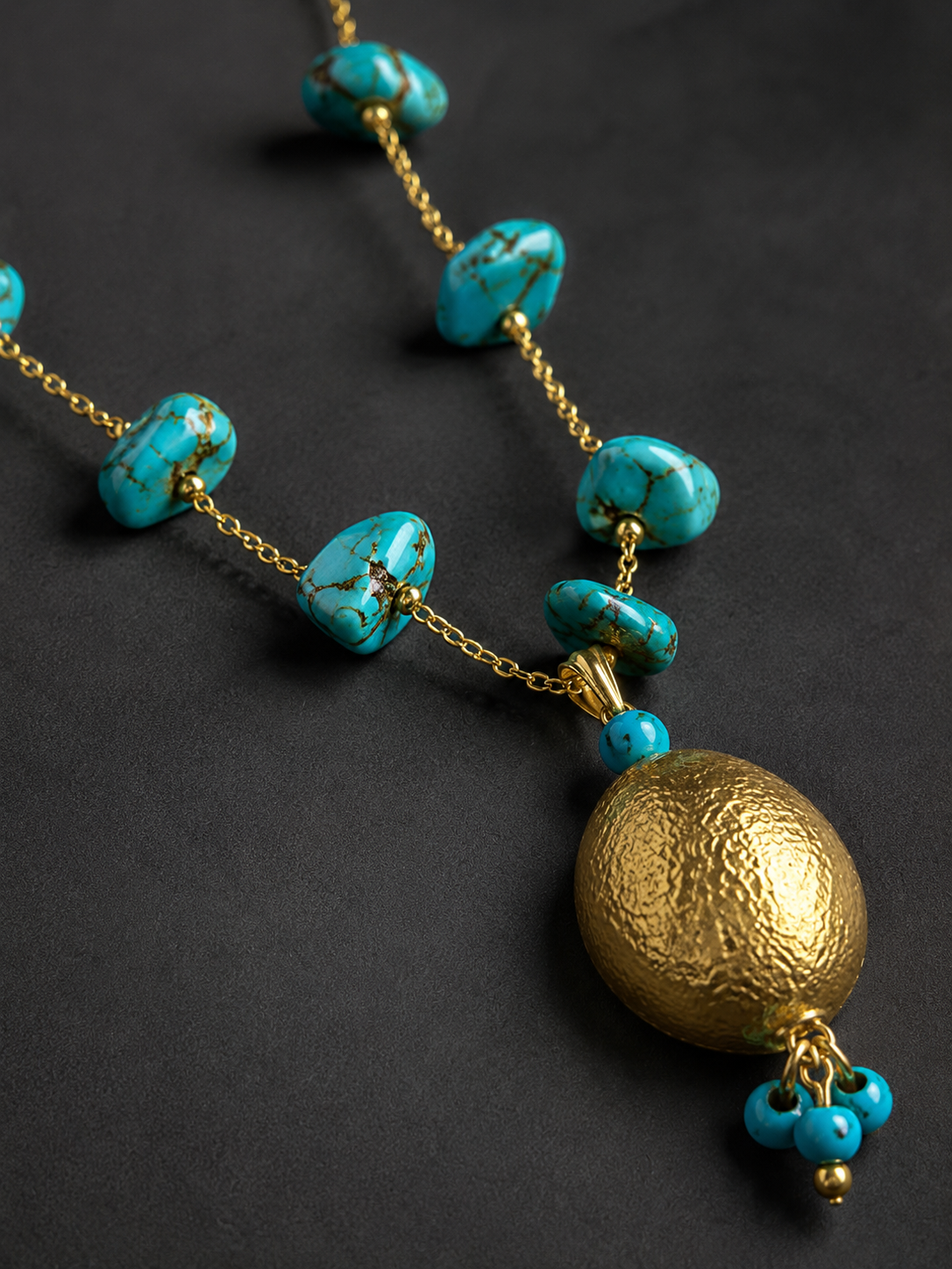 Bohemian Turquoise blue Gemstone Pendant Set suitable for all occasions,traditional and western wear