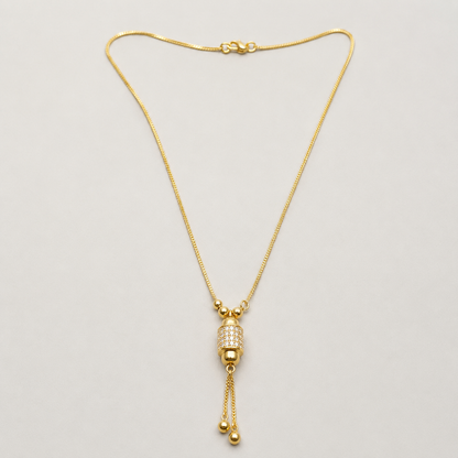 Crystal Cylinder Charm Gold Plated Tassel Drop Necklace