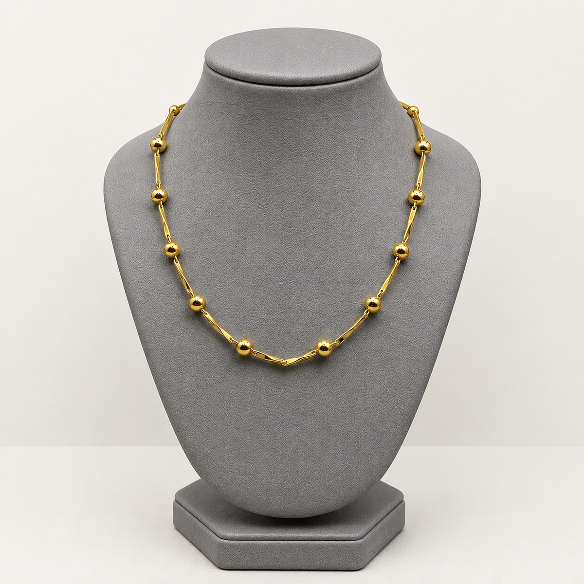 Bead And Bar Link 18K Gold Plated Chain Necklace