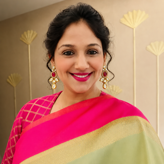 Kundan And Ruby Gold Plated Drop Earrings