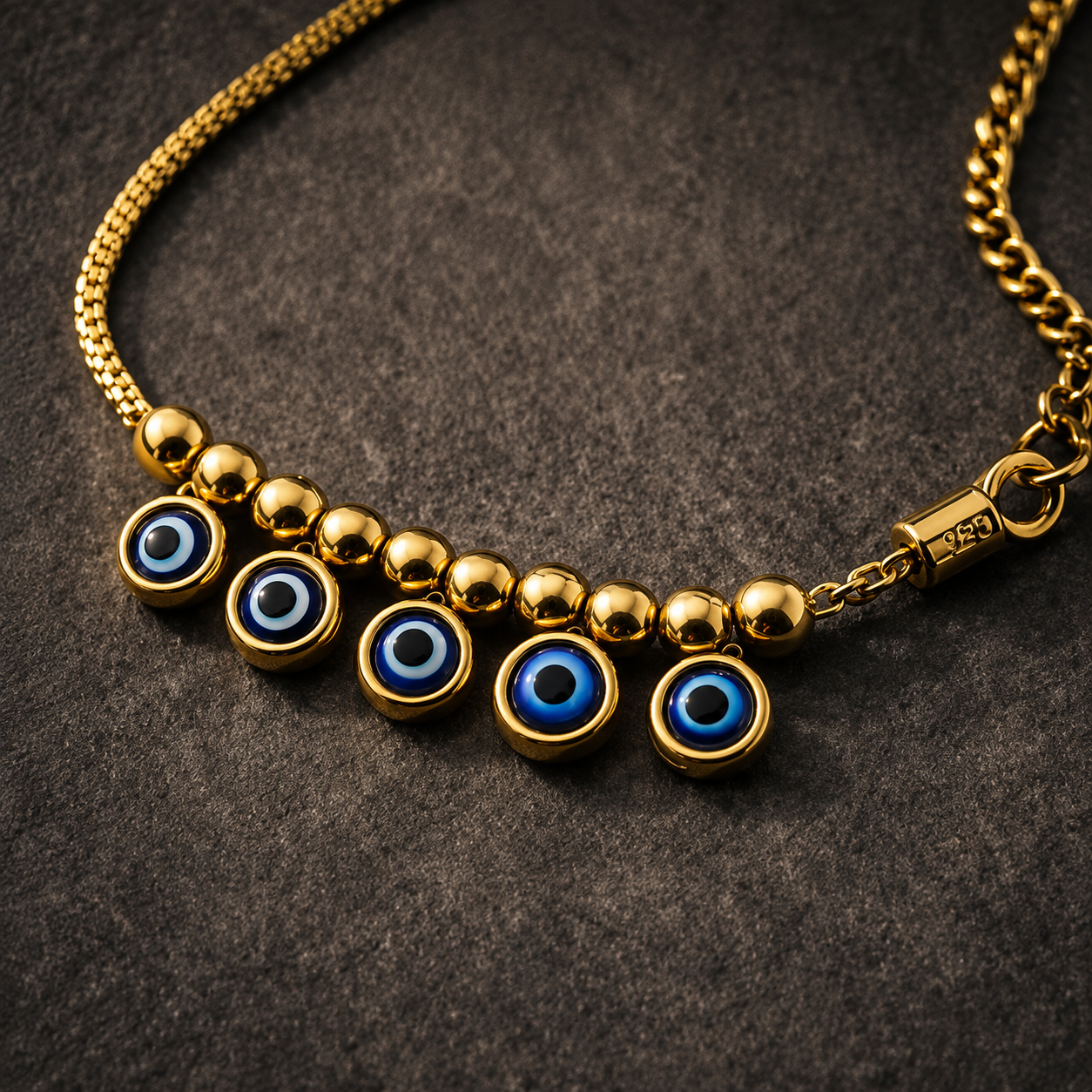 Gold Plated Evil Eye Charm Anklet | Tarnish Resistant Foot Jewelry