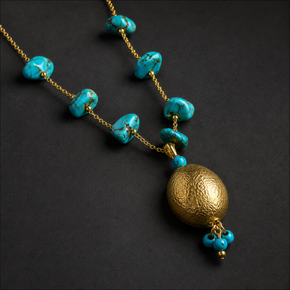 Bohemian Turquoise blue Gemstone Pendant Set suitable for all occasions,traditional and western wear