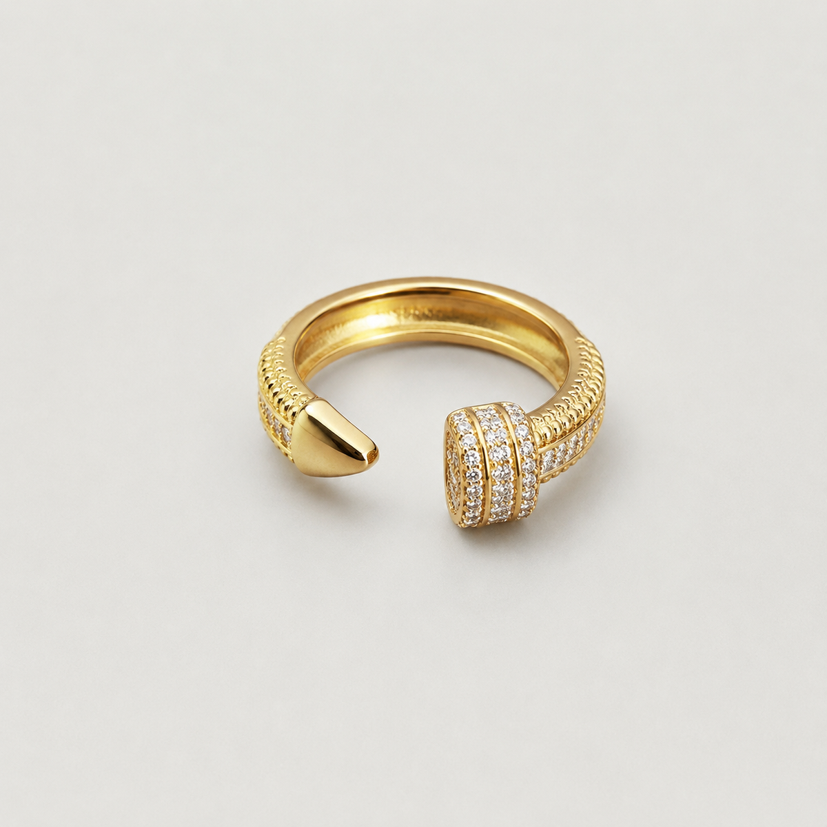 Adjustable Open Wrap Baguette CZ Cocktail Ring in Gold