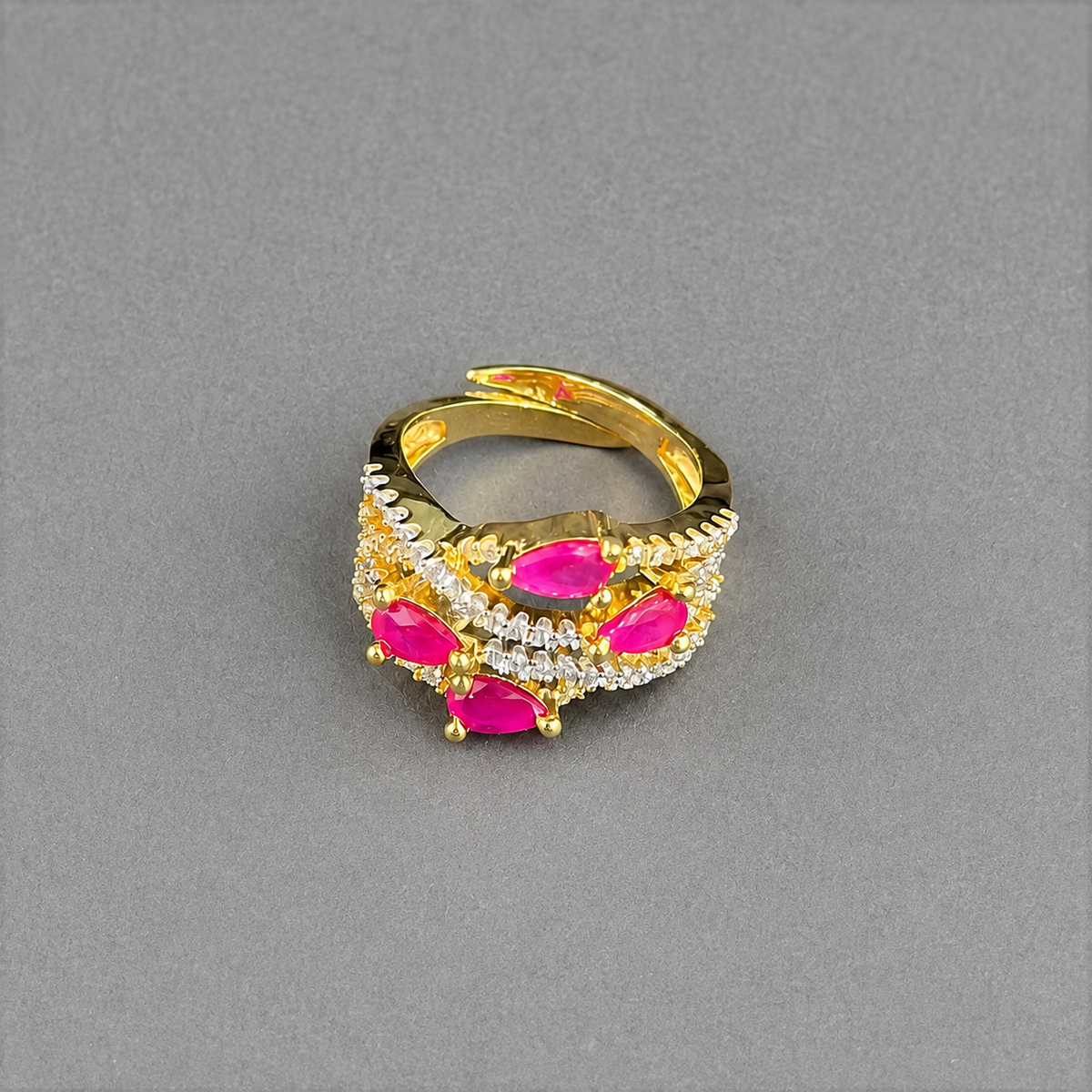 Adjustable Luxury Pear-Cut CZ Statement Ring for Women