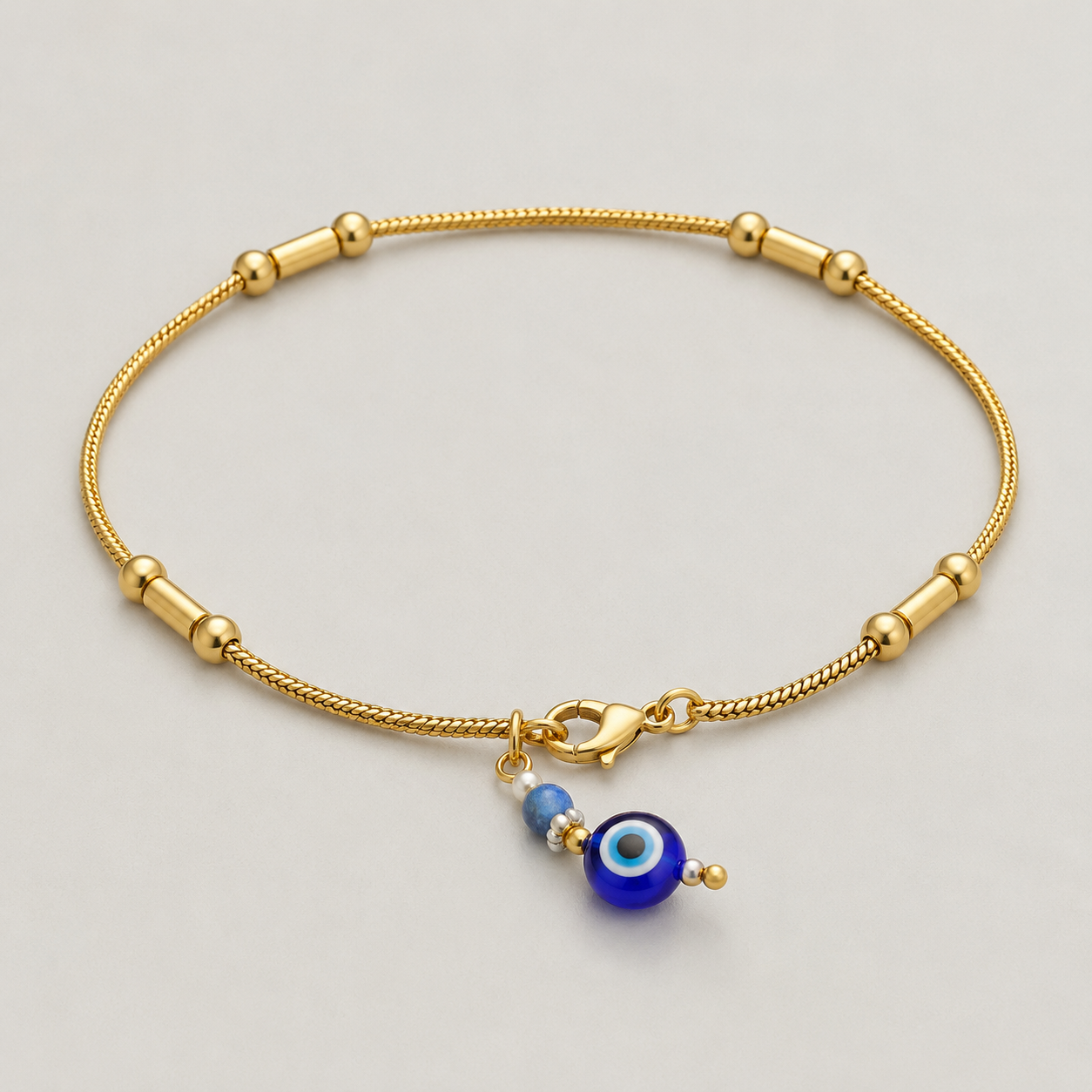 Minimal 14K Gold Plated Evil Eye Anklet | Protective Charm