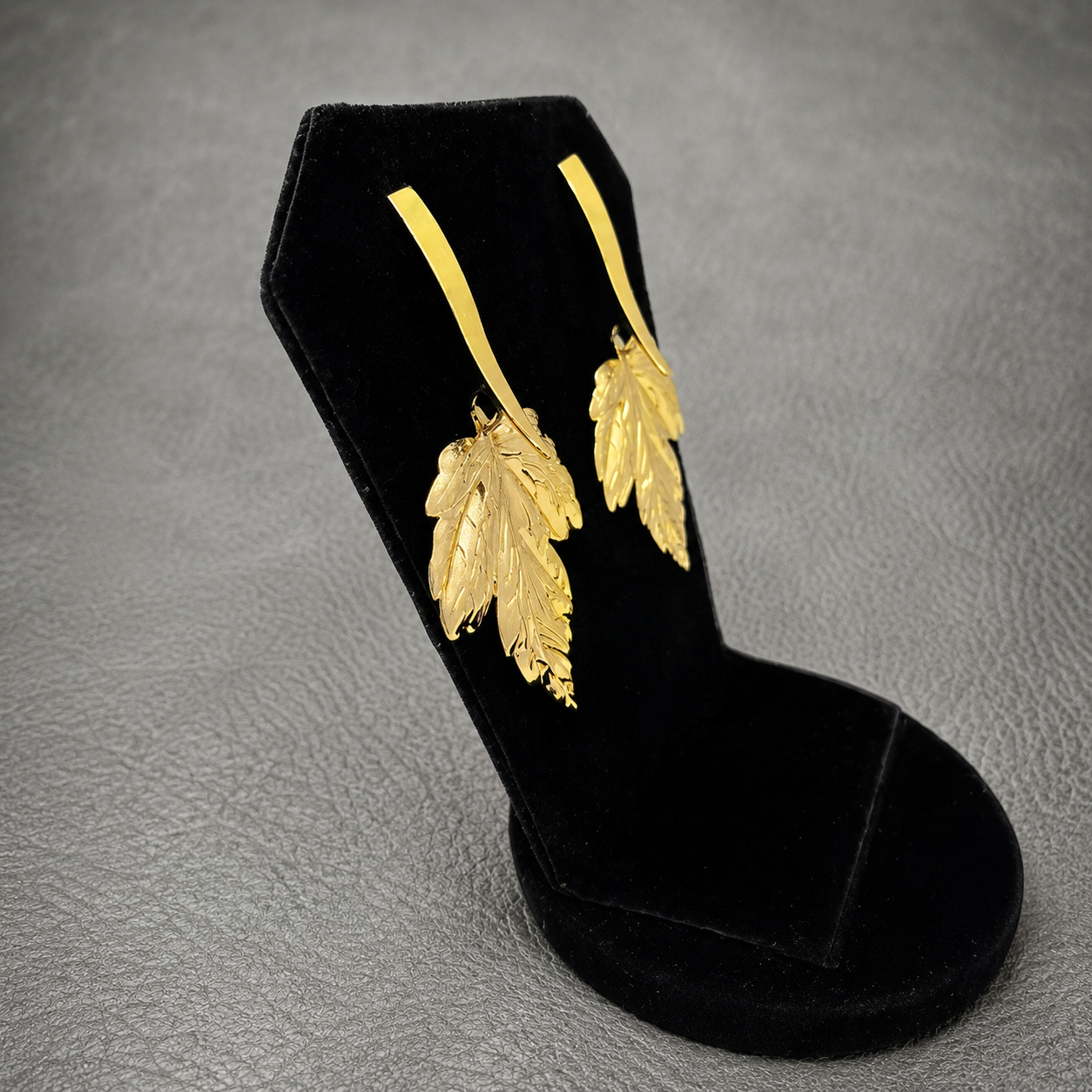 Gold Ginkgo Leaf Drop Earrings | Textured Botanical Statement