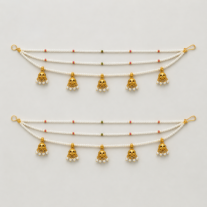 Handmade Pearl & Antique Jhumki Ear Chain (Kaan Chain)