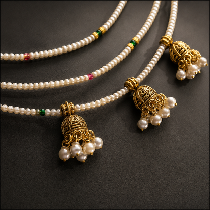 Handmade Pearl & Antique Jhumki Ear Chain (Kaan Chain)