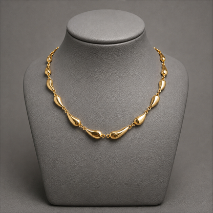 Sleek Teardrop Link Chain - Gold Plated Contemporary Necklace