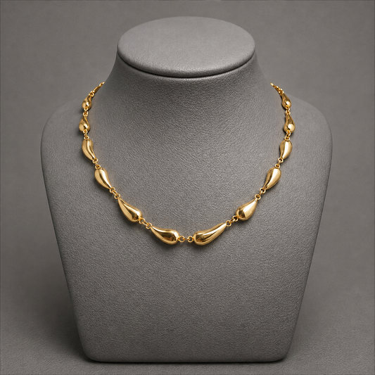 Sleek Teardrop Link Chain | Gold-Plated Contemporary Necklace