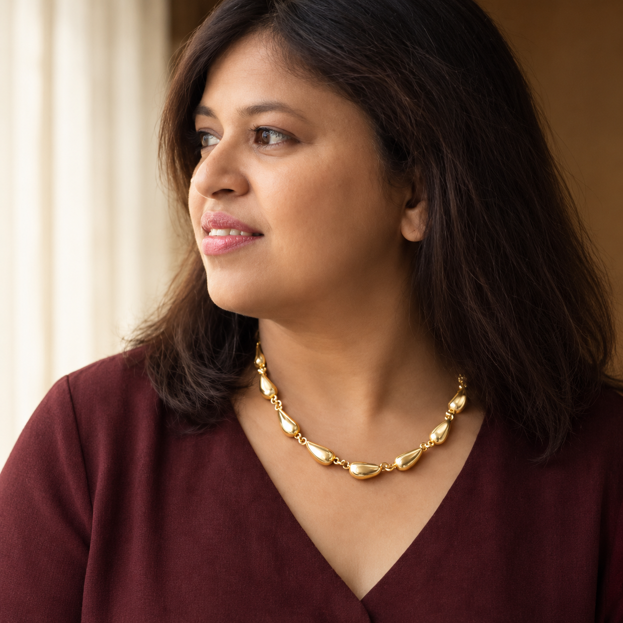 Sleek Teardrop Link Chain | Gold-Plated Contemporary Necklace