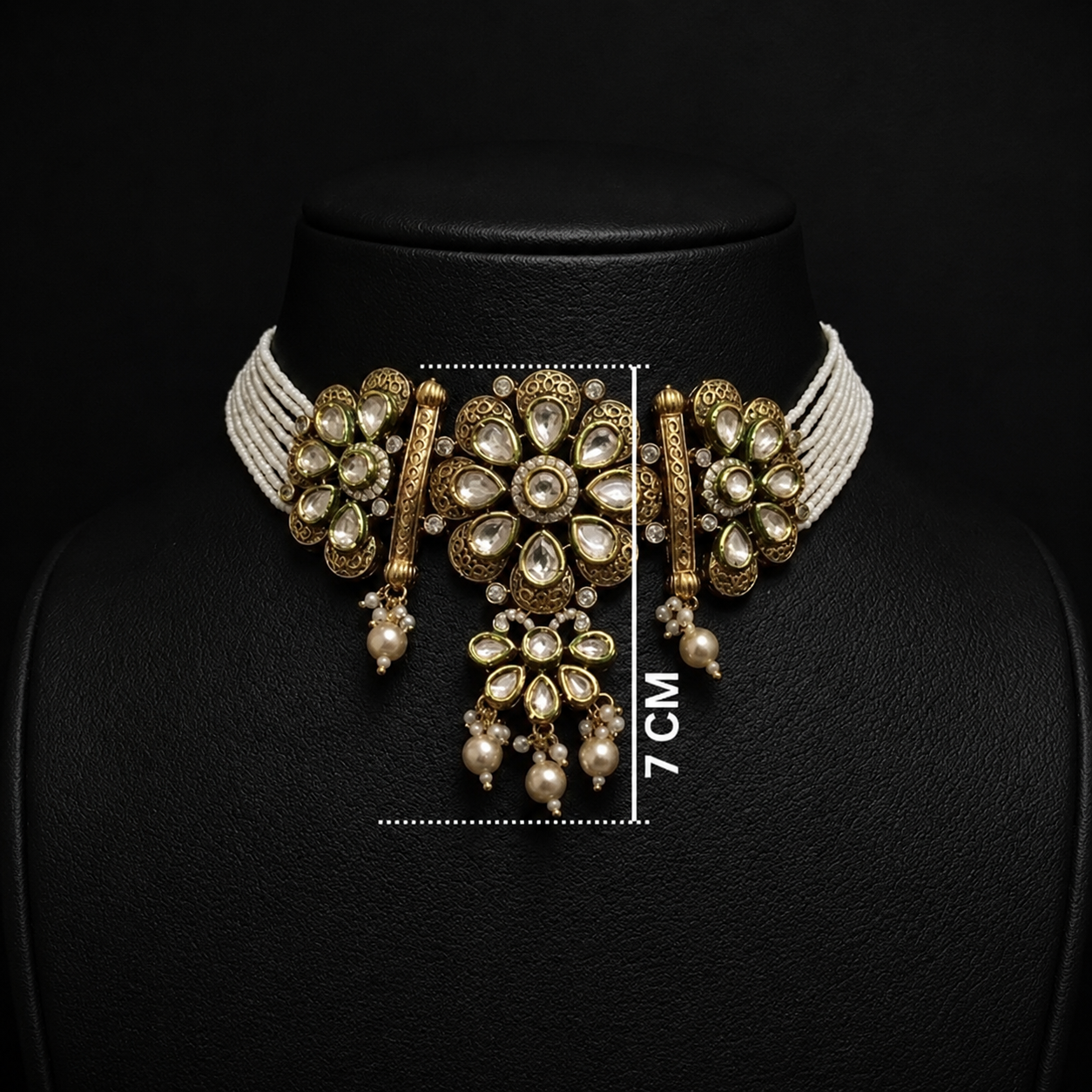 Antique Finish Kundan Pearl Choker Set | Wedding Jewelry