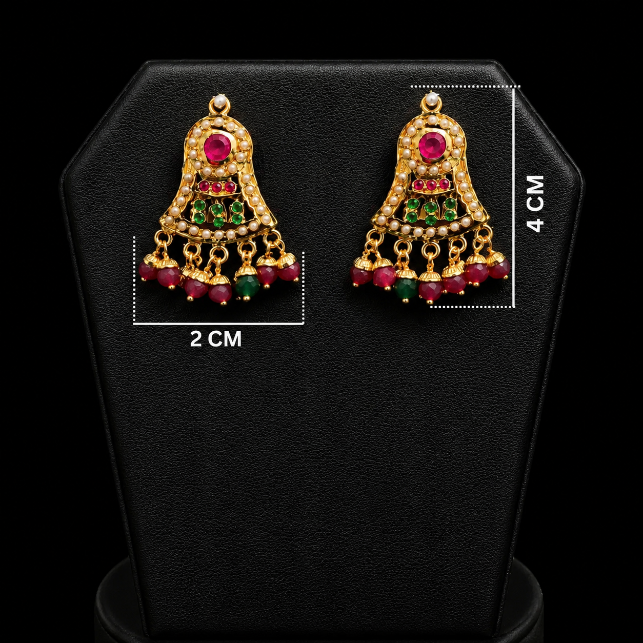 Heritage Jadau Gold Plated Necklace & Earring Set | Multi-Strand Pearls