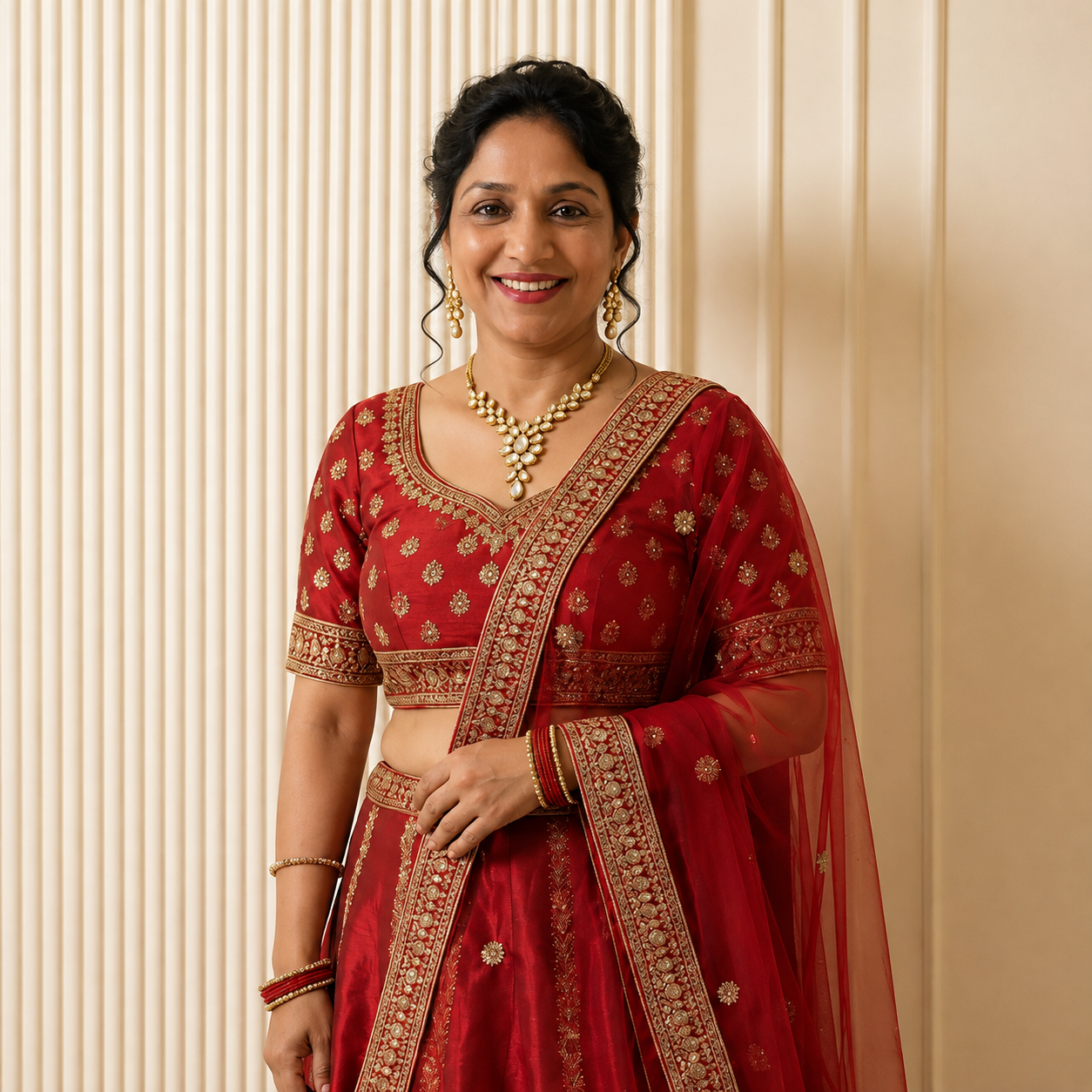 Royal Kundan Polki Gold Plated Necklace And Drop Earrings Set