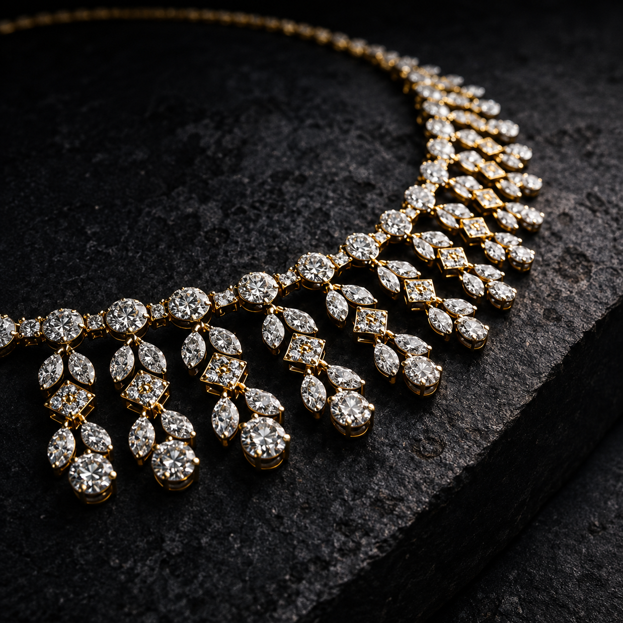 Elegant Bridal CZ Diamond Necklace Set - Marquise Leaf Motif Jewelry Set for Weddings