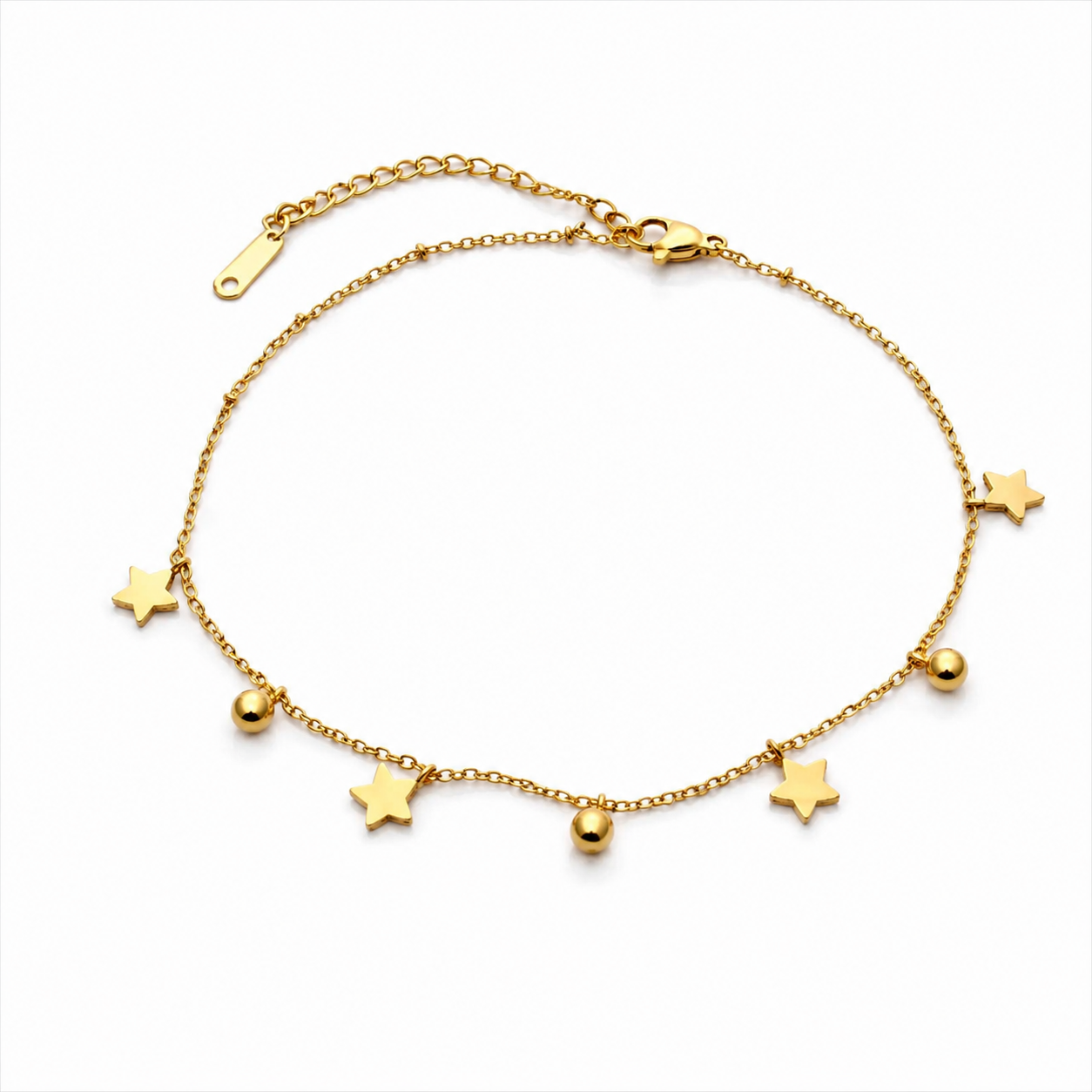 Dainty Gold Star Charm Anklet | Minimalist Tarnish Resistant