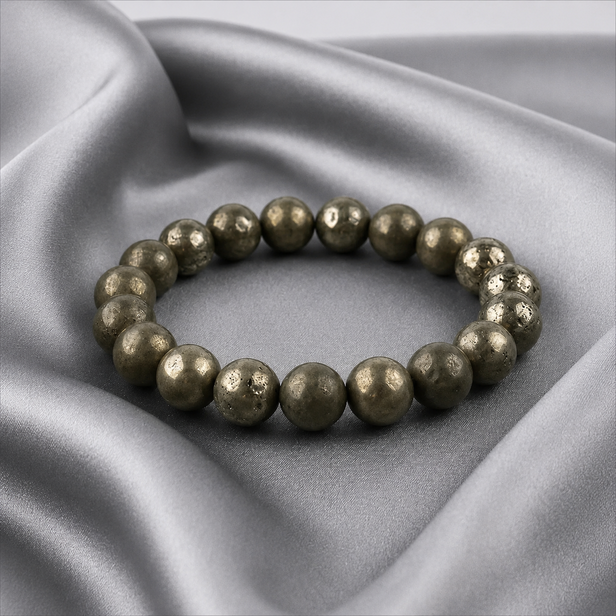 Genuine Pyrite Stone Stretch Bracelet | Confidence & Positive Energy