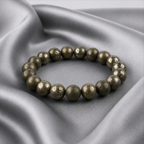 Genuine Pyrite Stone Stretch Bracelet | Confidence & Positive Energy
