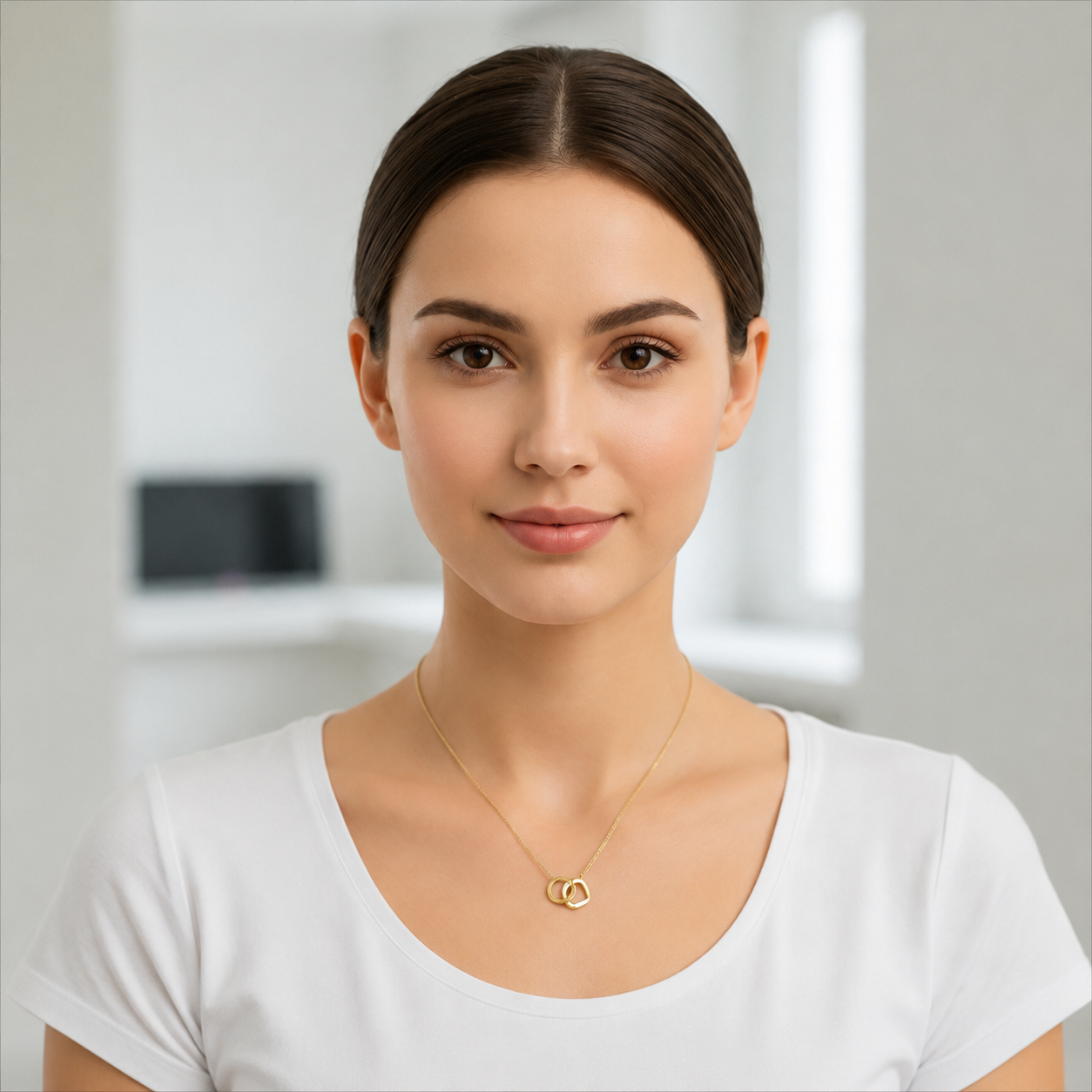 Minimalist Circle & Square Interlocking Pendant | 18K Gold Plated
