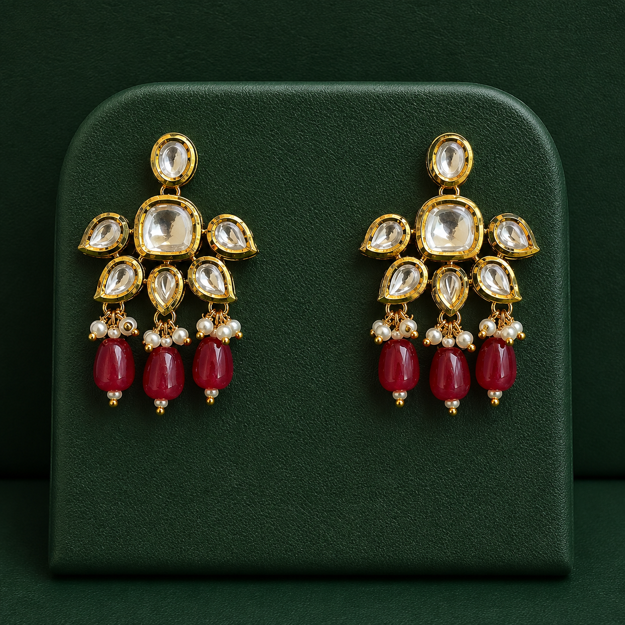 Premium Uncut Kundan & Ruby Choker Necklace Set