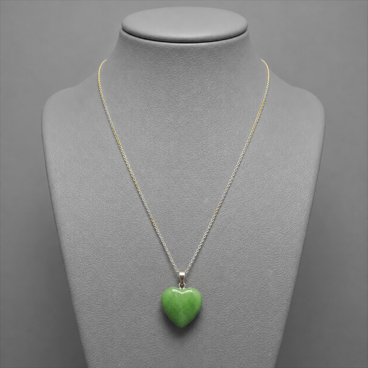 Green Aventurine Heart Pendant Necklace | Natural Stone Love Charm With Dual Tone Anti Tarnish Chain