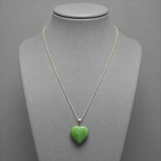 Green Aventurine Heart Pendant Necklace | Natural Stone Love Charm With Dual Tone Anti Tarnish Chain