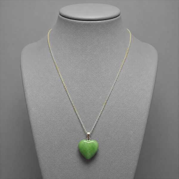 Green Aventurine Heart Pendant Necklace | Natural Stone Love Charm With Dual Tone Anti Tarnish Chain