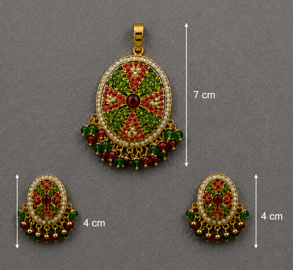 Regal Gold-Plated Enamel Jadau Wedding Jewelry Set