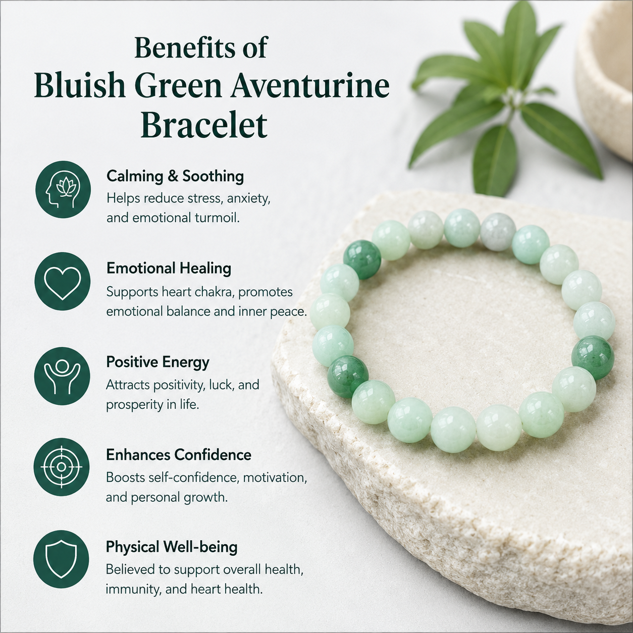 Bluish Green Aventurine Success Bracelet | Luck And Abundance Crystal Bracelet For Career Growth