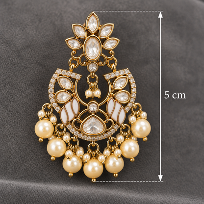 Premium Kundan & Pearl Statement Chandbali Earrings with Pearl Drops