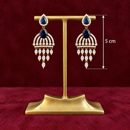 Festive Blue Sapphire & American Diamond CZ Brass Necklace Set