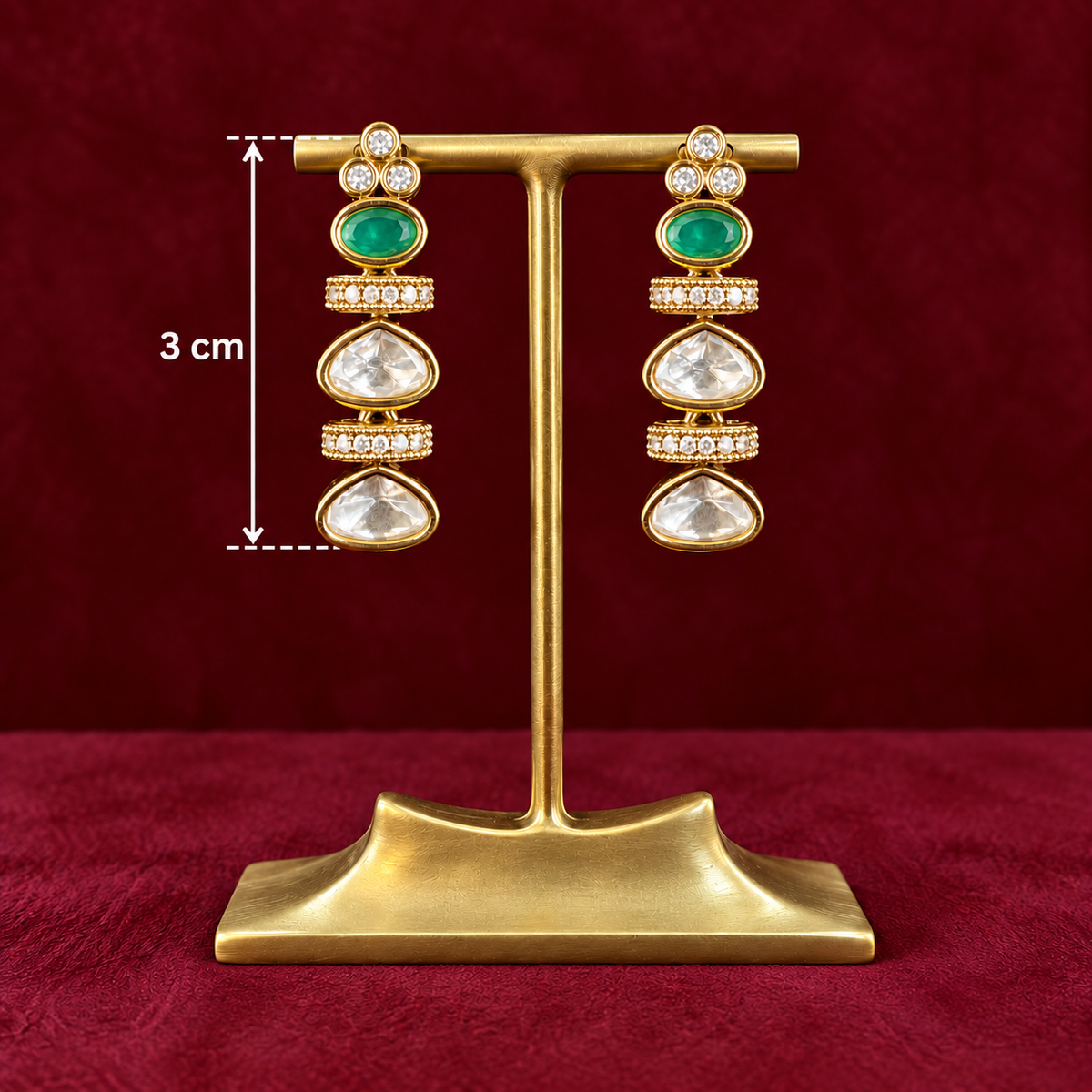 Royal Kundan & Emerald Gold-Toned Festive Brass Necklace - earrings Set