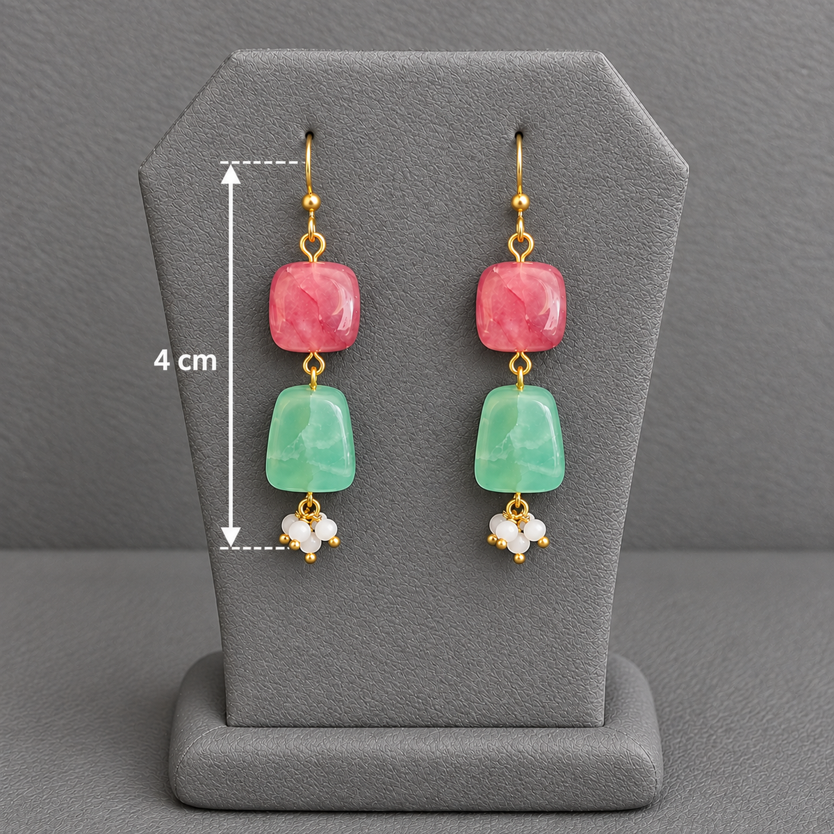 Multicolor Lariat Necklace & Earrings Set | Statement Stone Jewellery Set