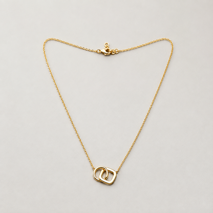 Minimalist Circle & Square Interlocking Pendant | 18K Gold Plated