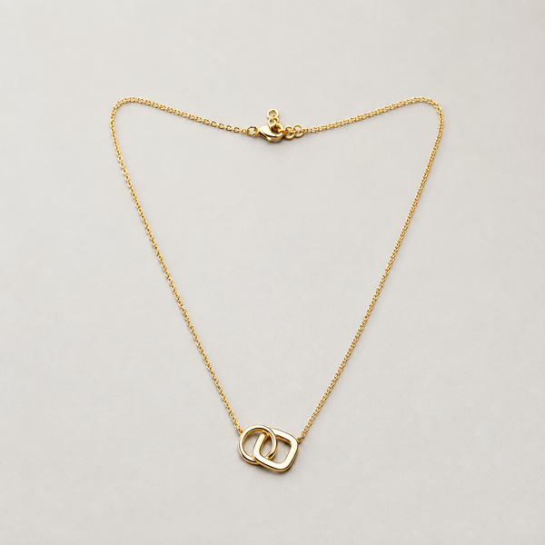 Minimalist Circle & Square Interlocking Pendant | 18K Gold Plated