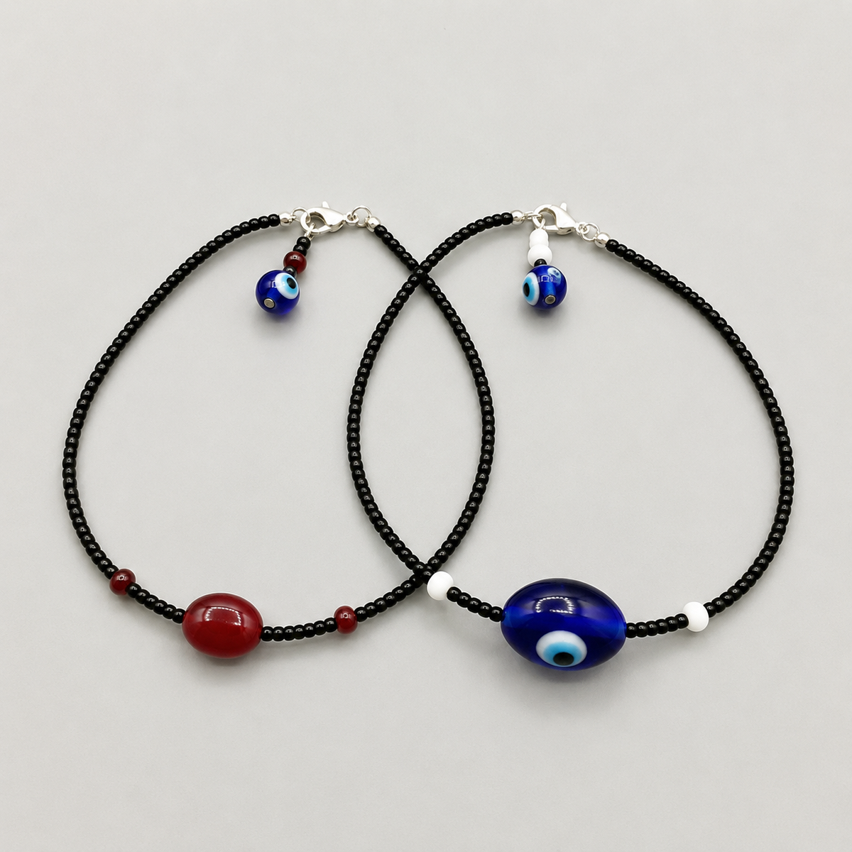 Protection Evil Eye & Red Bead Anklet Combo | Delicate Black Jewelry