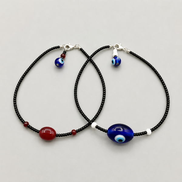 Protection Evil Eye & Red Bead Anklet Combo | Delicate Black Jewelry