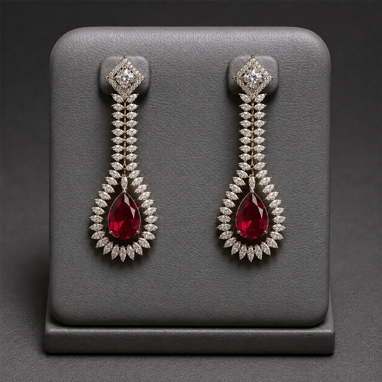 Glamorous Ruby Red Teardrop Dangle Earrings for Women