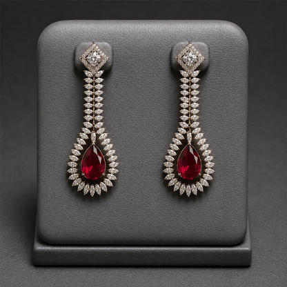 Glamorous Ruby Red Teardrop Dangle Earrings for Women