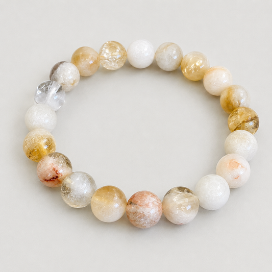 Natural Citrine And Garden Quartz Bracelet