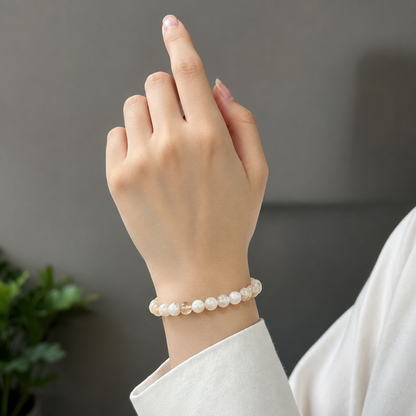 Natural Citrine And Garden Quartz Bracelet