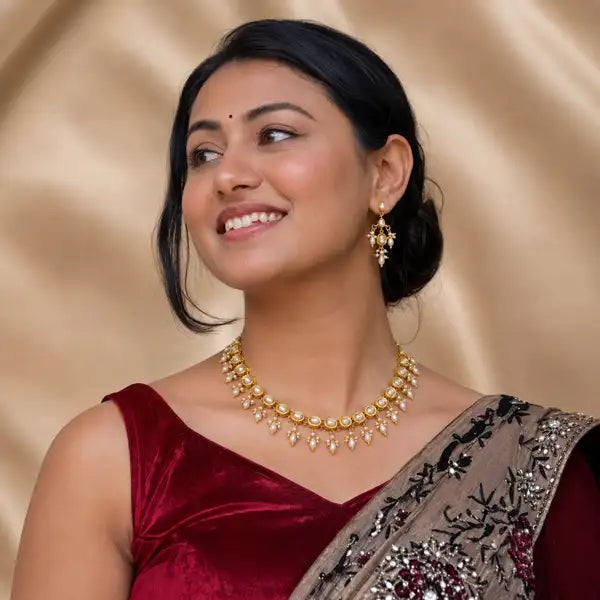 Elegant Handcrafted Kundan and Pearl Necklace Set