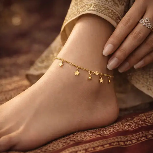 Dainty Gold Star Charm Anklet | Minimalist Tarnish Resistant