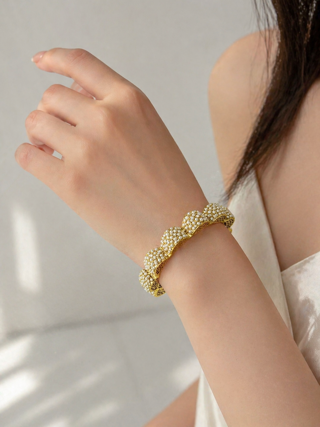 Gold Plated Pearl Studded Indian traditional Bangles  Kadas Set of 2 (Sel Price 1800)